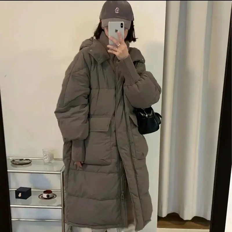 

2023 New Women Down Jacket Winter Coat Female Mid Length Version Parkas Thickened Fashion Upscale Outwear Loose Hooded Overcoat