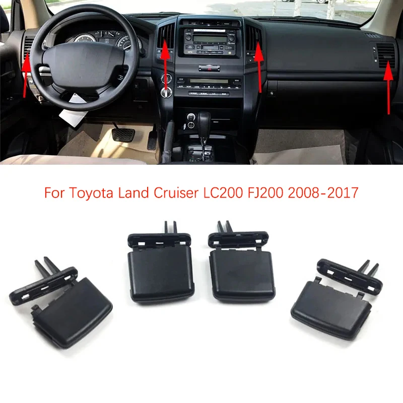 

4pcs Car Air Conditioning Front Center AC Vent Grille Tab Clip Outlet Repair Kit For Toyota Land Cruiser LC200 FJ200 2008-2017