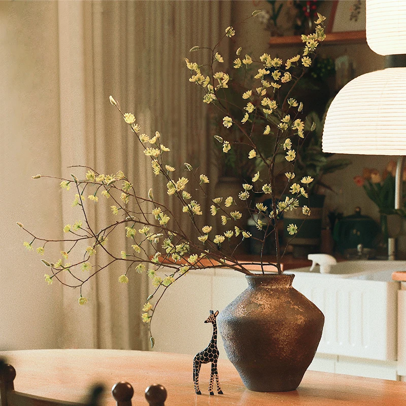 

Simulated flower fake flower indoor desktop wood ginger medium and ancient style flower arrangement potted plant restaurant wabi