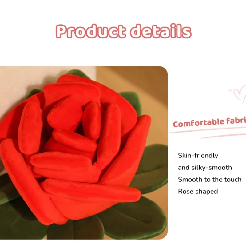 38CM Rode Roos Kussen Knuffel Gesimuleerde Bloem Plant Poppen Woondecoratie Vriendin Valentijnsdag Geschenken Speelgoed Party Decor