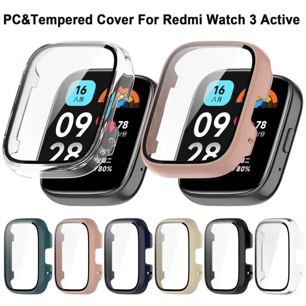 New PC+Tempered Protective Case Full Cover Watch Screen Protector Smart Hard Cover Shell Redmi Watch 3 Active