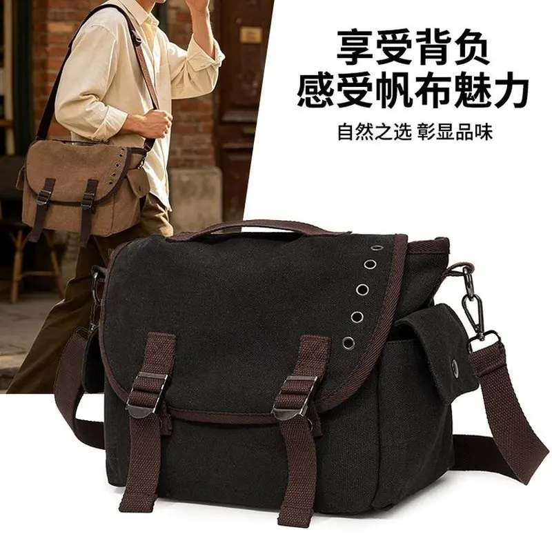 Canvas Large Capacity Mens Casual Handbags Vintage Shoulder Messenger Bag Leisure Student Satchel Package Bolsos Crossbody Bags