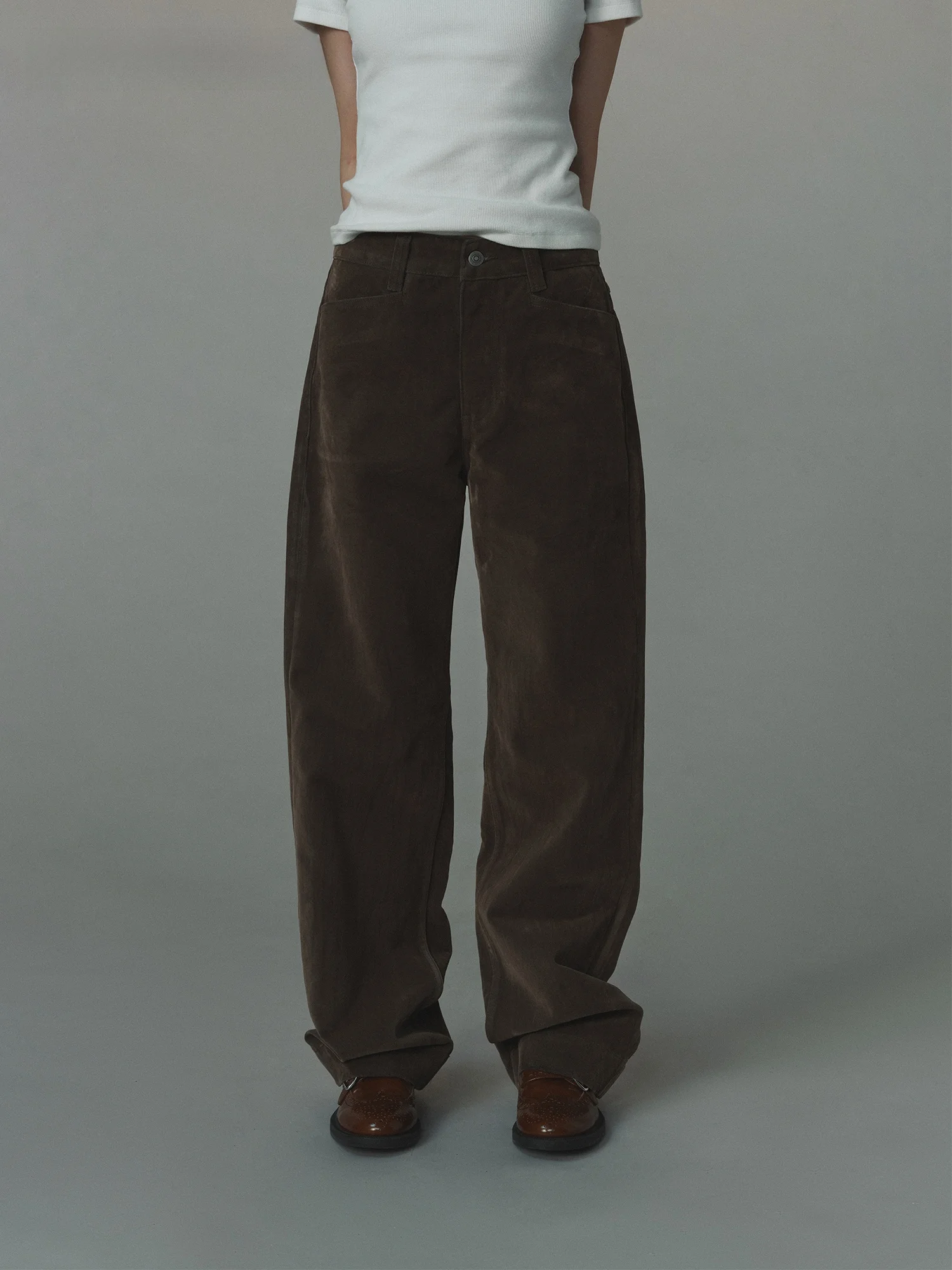 

VERMO винтажные прямые джинсы с манжетами по подолу, повседневные широкие брюки, длинные брюки с талией, джинсовая ткань