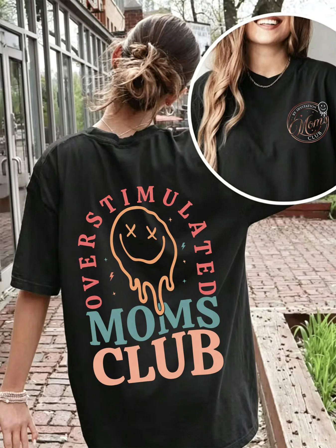 【WZM17773】Large size women's short sleeved T-shirt with ghost print and street fashion casual round neck summer top