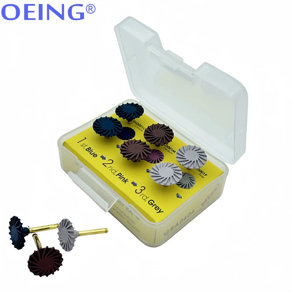6Pcs/1Pack Dental Composite Resin Polishing RA Wheel Spiral Flex Brush Polishing Diamond System Burs Discs Rubber Polisher view 4
