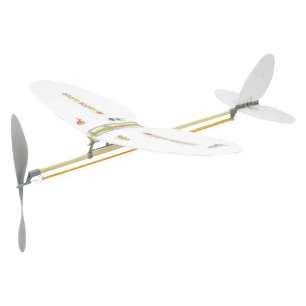 DIY Hand Throw Flying Glider Planes Random Color Assembly Model Toys Elastic Rubber Band Powered Adjustable Center
