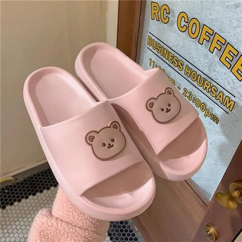 Sweet Sandals 2024 Platform House Home Comfortable Cute Women Flat Shoes Men Bear Slippers Cute Women\'s Summer Flip-flops Beach