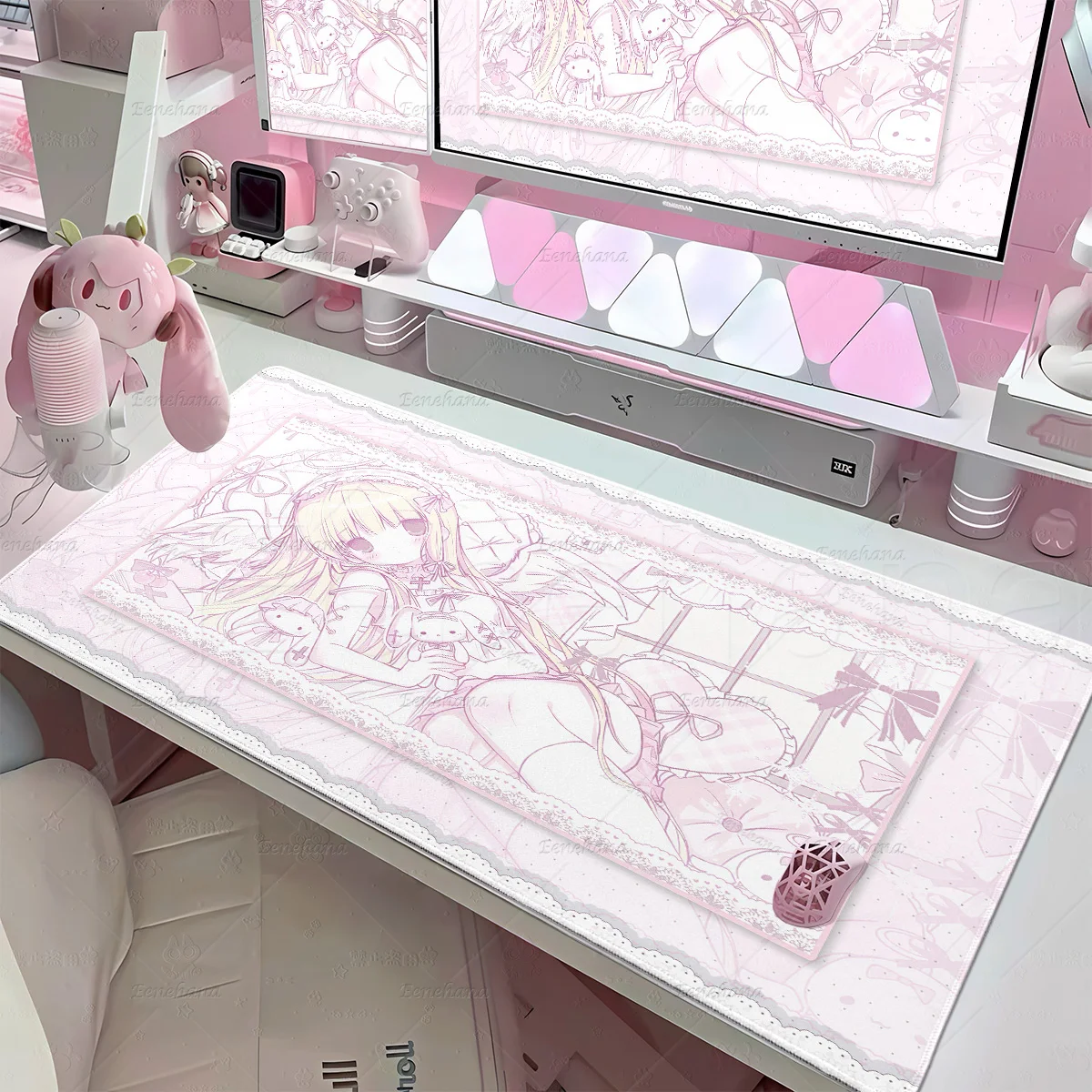 Pink Girl Mouse Pad Large Gaming XXL Kawaii Angel Non-slip Cute Girl's Table Setup PC Gamer Laptop Keyboard Office Accessories