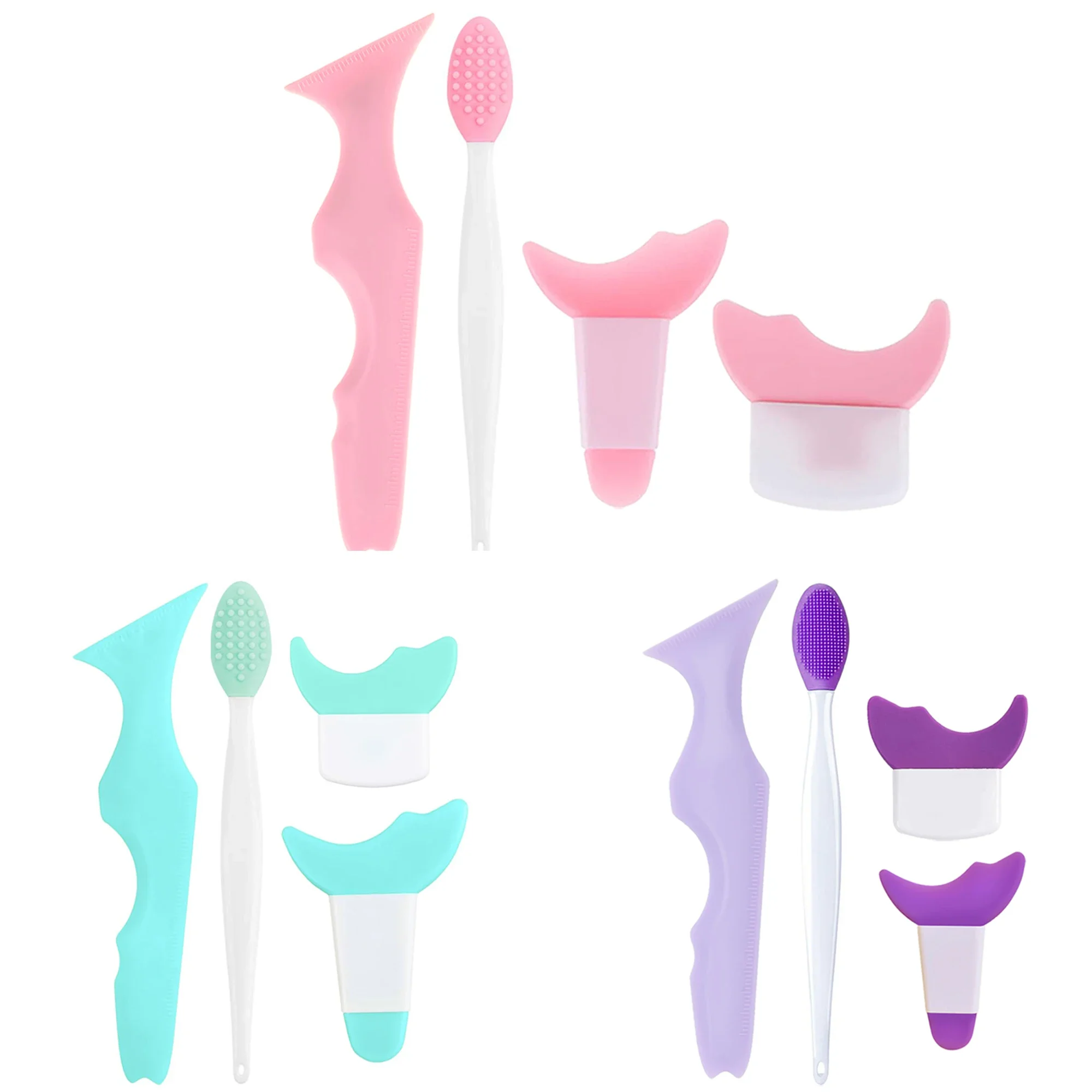 Set da 4 pezzi Set di strumenti per l'assistenza al trucco degli occhi con pennello per naso Gel di silice Strumenti per il trucco multifunzionali per le donne Shaper per sopracciglia
