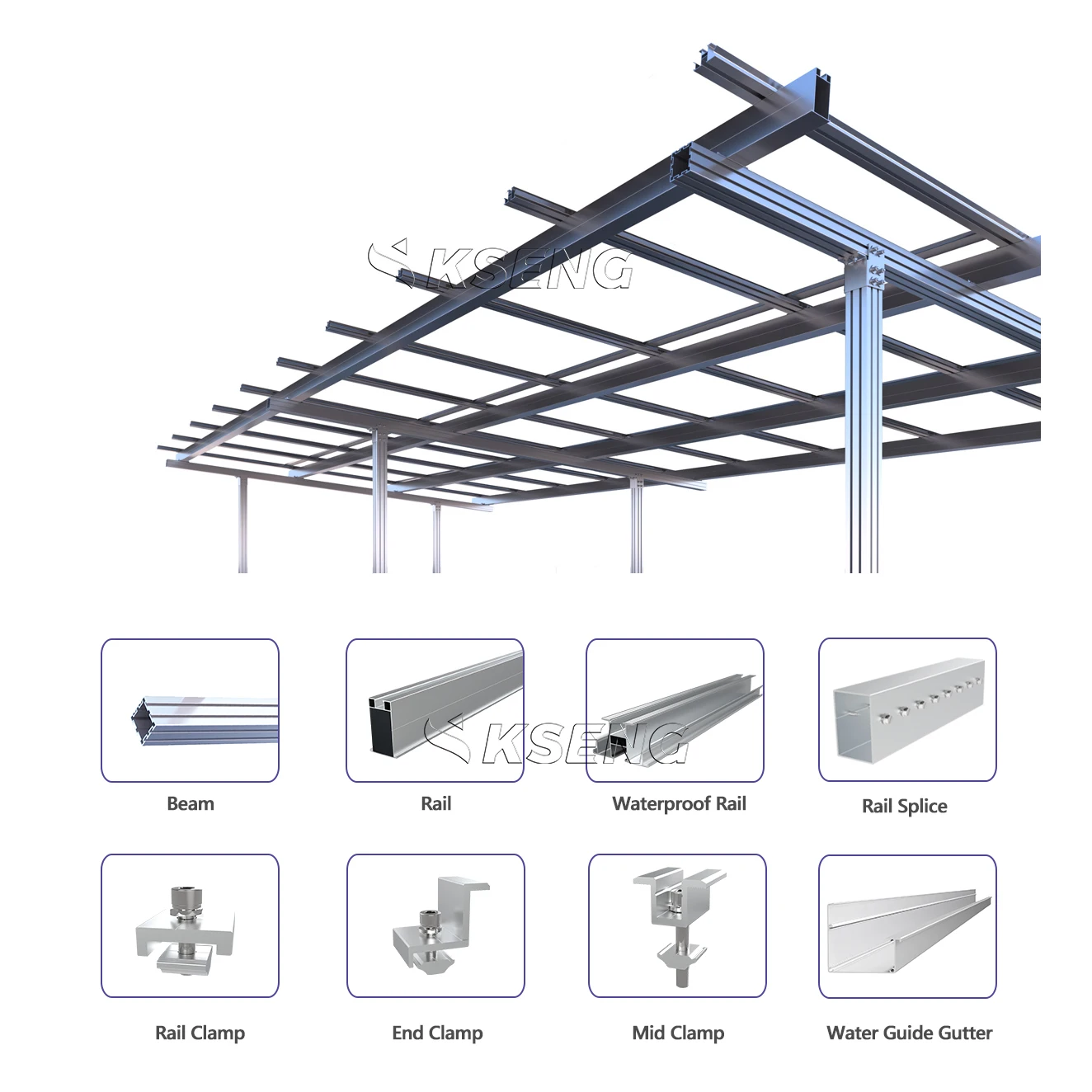 Aluminum Solar Carport Structure Outdoor Carpark Solar Solution Waterproof Carport Solar Mounting System