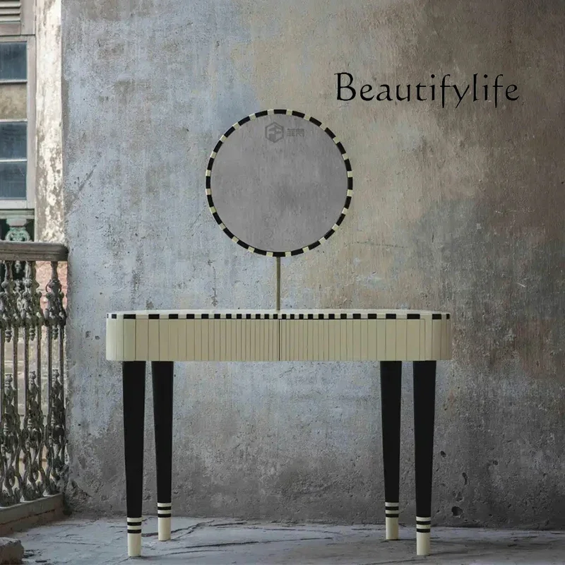 

HOME Light luxury solid wood dresser villa luxury bedroom creative art feeling multi-faceted mirror dressing table fashion