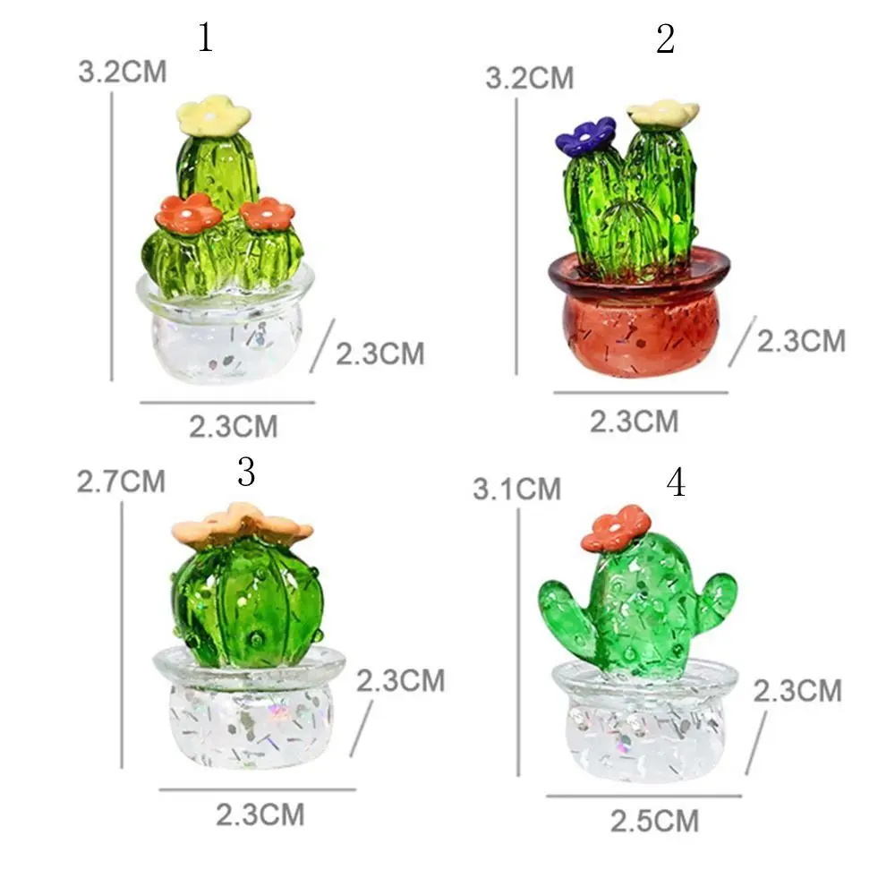 1Pcs Handmade Murano Glass Cactus Figurines Ornaments Desktop Craft Adornment Creative Colorful Cute Miniature Plant Home Decor