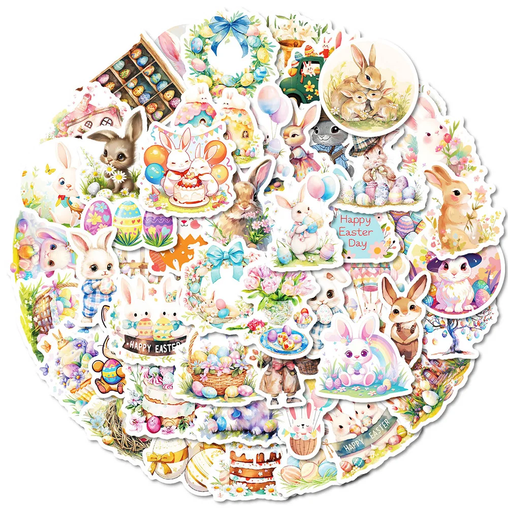 10/30/50pcs Easter Theme Rabbit Egg Stickers Cartoon Decoration DIY Phone Notebook Fridge Bike Skateboard Suitcase Toys Gifts