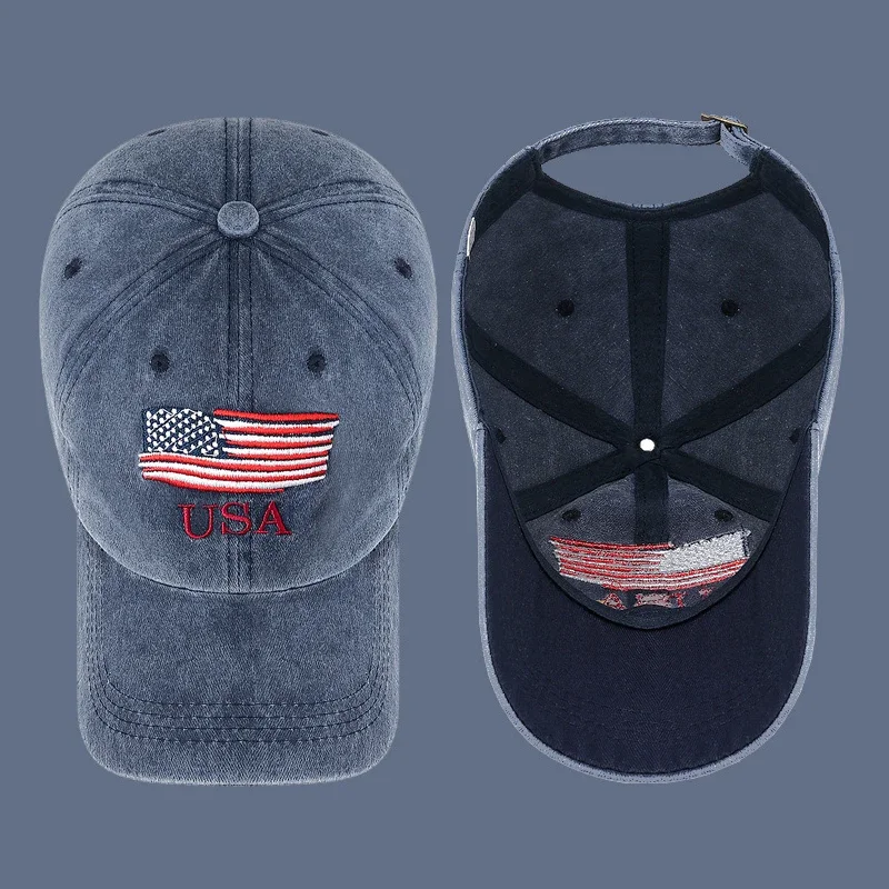 New Washed Cotton Old Embroidered USA Letter Cap Outdoor Men and Women Sun Visor Baseball Cap