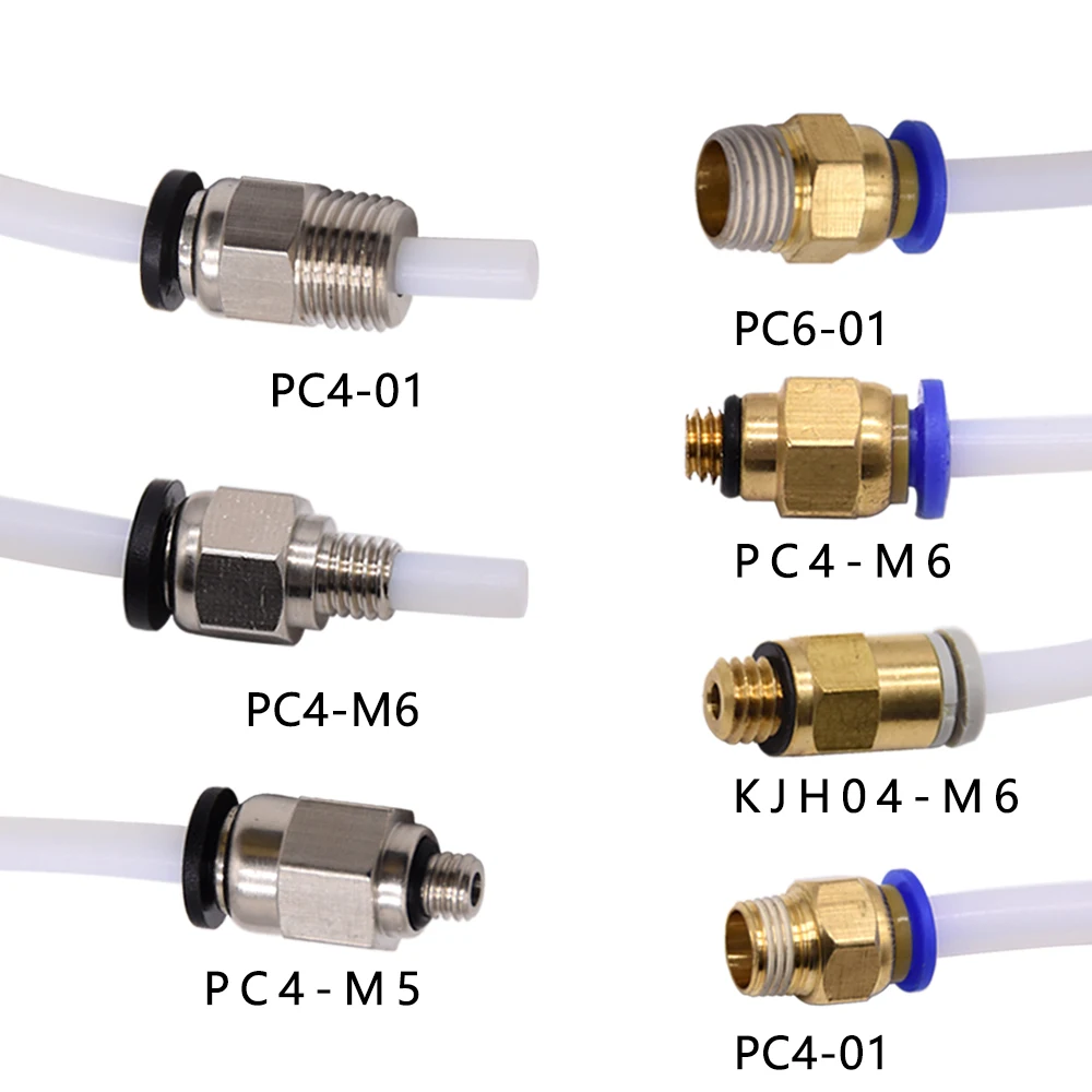 Creativity 3D Straight Pneumatic Coupler PC4‑M6 PC4‑M5 PC4‑01 PC6‑01, 4mm Tube Feed Fitting for 3D Printing Extruder Accessories