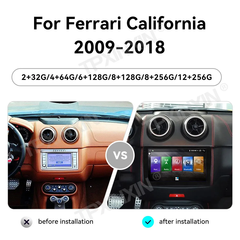 For Ferrari California 2009~2018 Android Auto Carplay Car Radio Stereo Automotive Multimedia Player GPS Navigation Head Unit