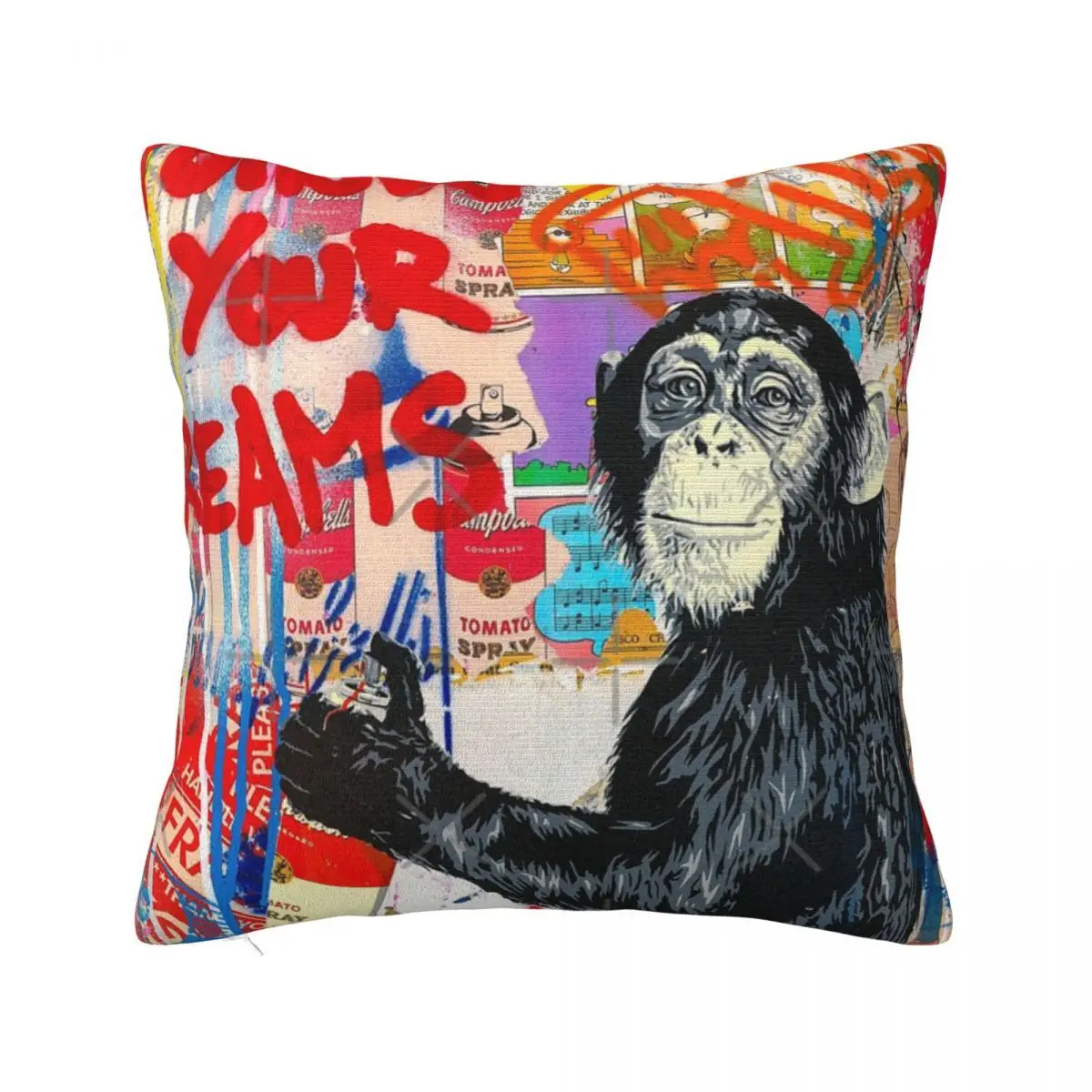 Banksy Monkey Follow Your Dreams Pillow Cover Cushion Cover Decorative Cushions Pillow Case Pillow Cover