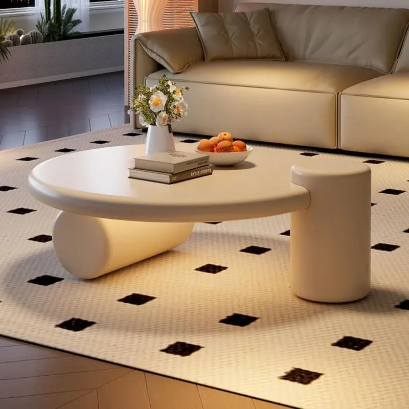 

Round coffee table with lamp Small apartment sofa Internet celebrity net end geometric living room Modern simple home