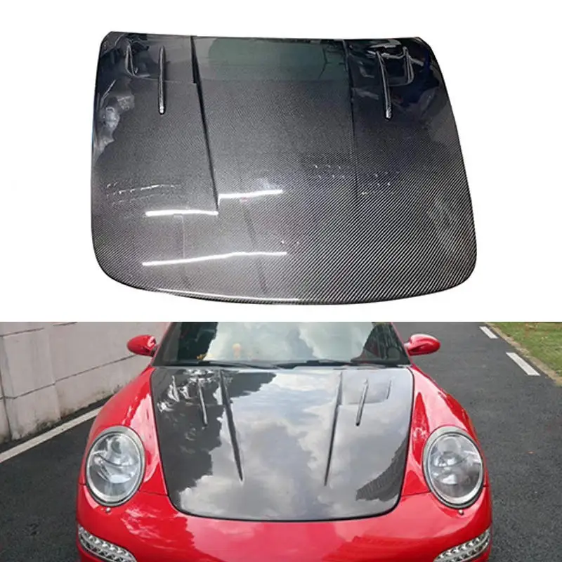 

997 Carbon Fiber Fibre Body Kit Front Engine Hood Bonnet Vented For Porsche Carrera 911 997,100% TESTED WELL