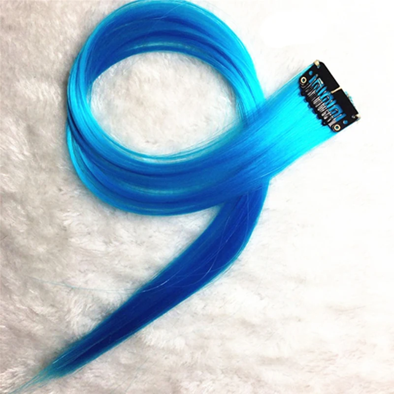 20 Inches Clip In One Piece Colorful Hair Extensions Long Straight Heat Resistant Fiber Hair Piece