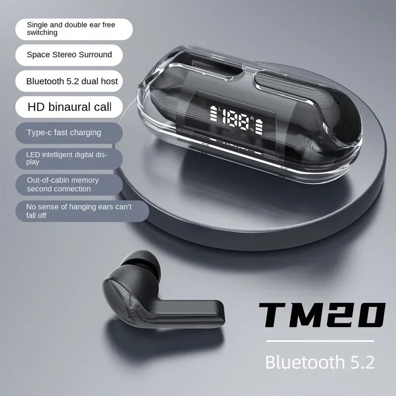 Neuer tm20 kabelloser tws Bluetooth-Kopfhörer mit LED-Display Touch Noise Cancel ling Ohrhörer Sport musik Spiel Headset wasserdicht