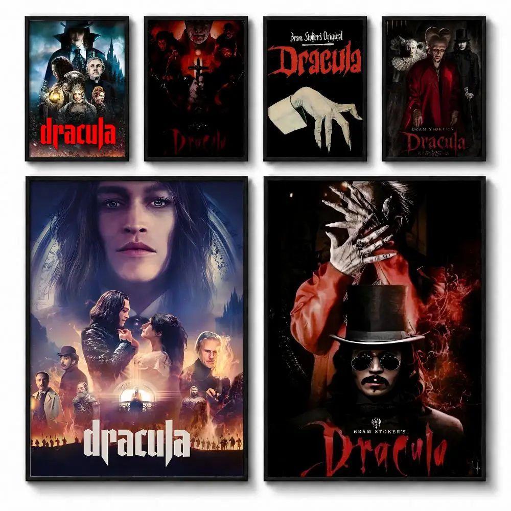 Retro Horrible Movie Dracula Poster Self-adhesive Art Waterproof Paper Sticker Coffee House Bar Room Wall Decor