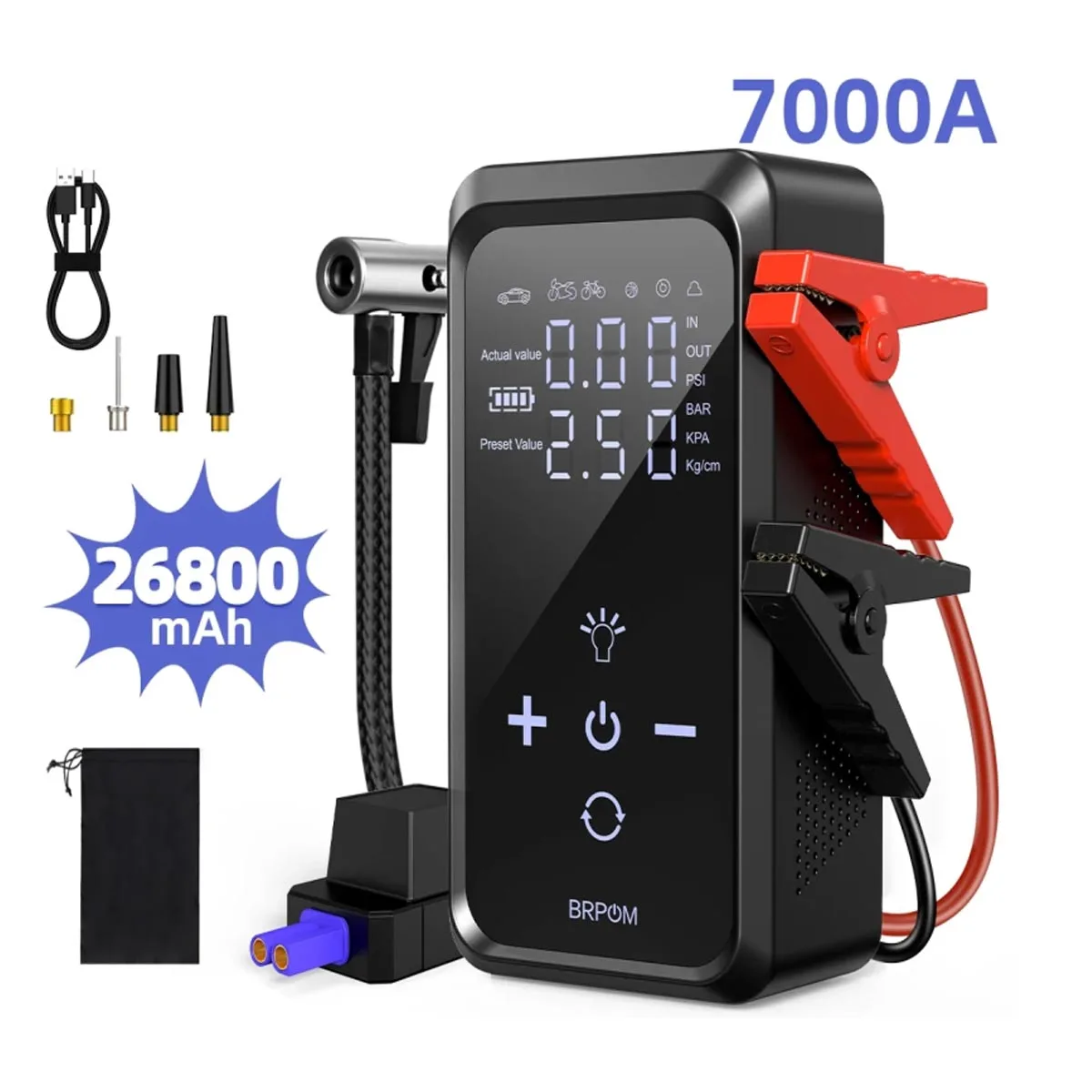 Démarreur de saut 4 en 1, compresseur d'air, batterie Portable pour voiture 12V, Booster d'urgence, dispositif de démarrage, pompe de gonflage de pneus