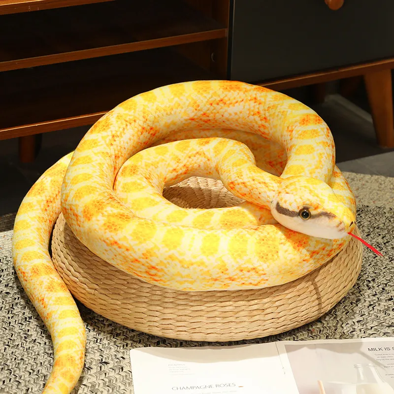 Künstliches Python-Plüschtier, lange Schlange, gelb, orange, grün, Python-Plüschtier, dekorieren Sie das Haus, Urlaubsdekorationen – Detail 23