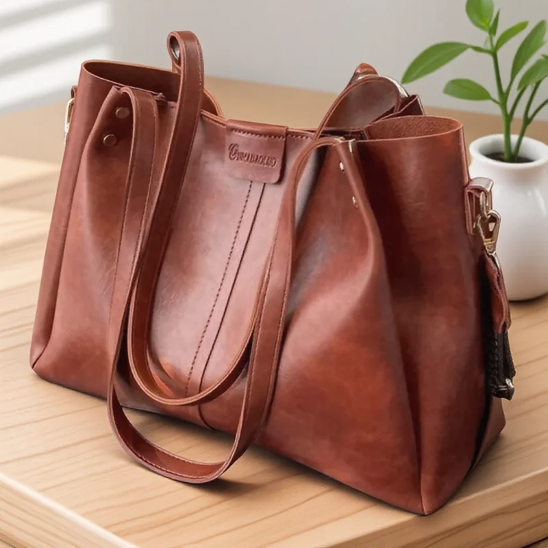 

Waterproof Leather Shoulder Bag Multi Compartment Lightweight Durable Handbag for Women Wallet Phone Cosmetics