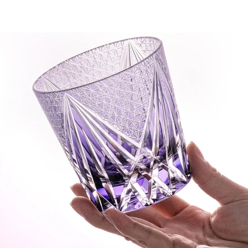 Dreamy Purple refraction Whisky cup Geometric Art Crystal wine glass Collection level Drinking rock tumbler Dropshipping