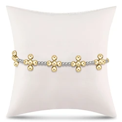 Vlen 18 K Gold Plated Cross Christian Bracelet for Women Hypoallergenic Beads Religious Bracelets Femme Jewelry Stretch Pulseras