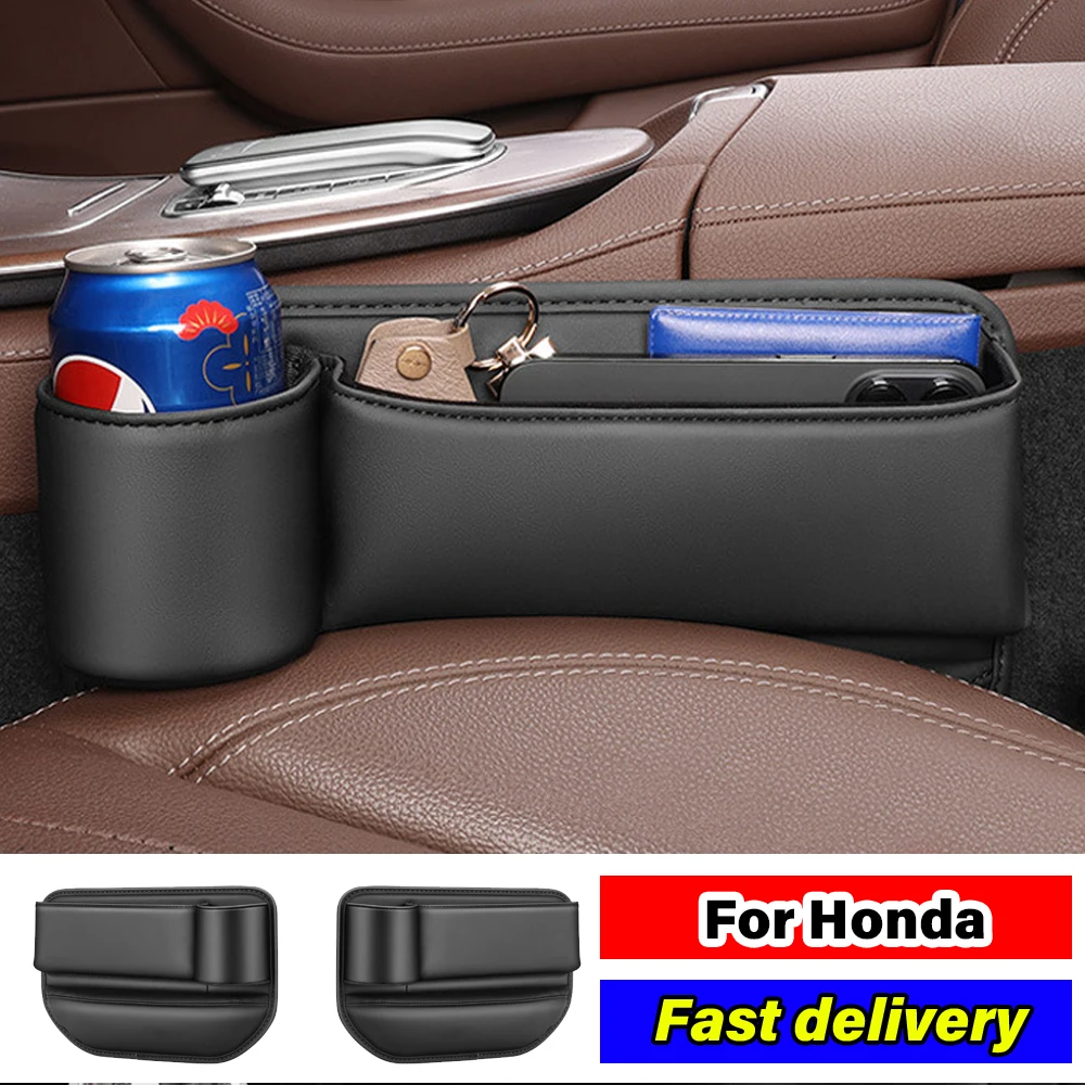 

Leather Car Seat Gap Organizer Console Crevice Filler Side Storage Box with Cup Holder For Honda Civic Accord Fit Jazz City CRV