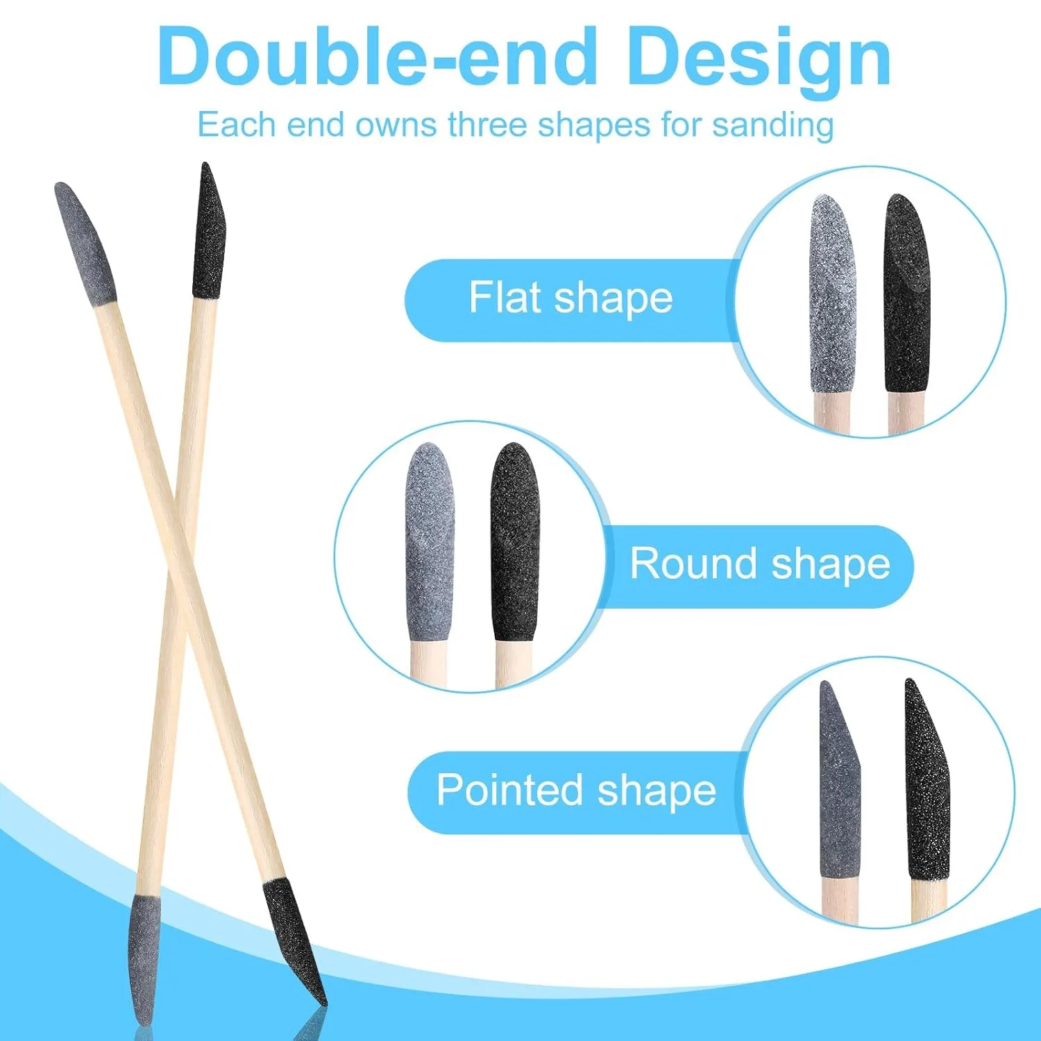 

50 шт. двусторонних шлифовальных палочек с зернистостью 120/280 для тонкой обработки деталей, шлифовки и полировки металлических моделей Gunpla, шлифовки и полировки мелких отверстий