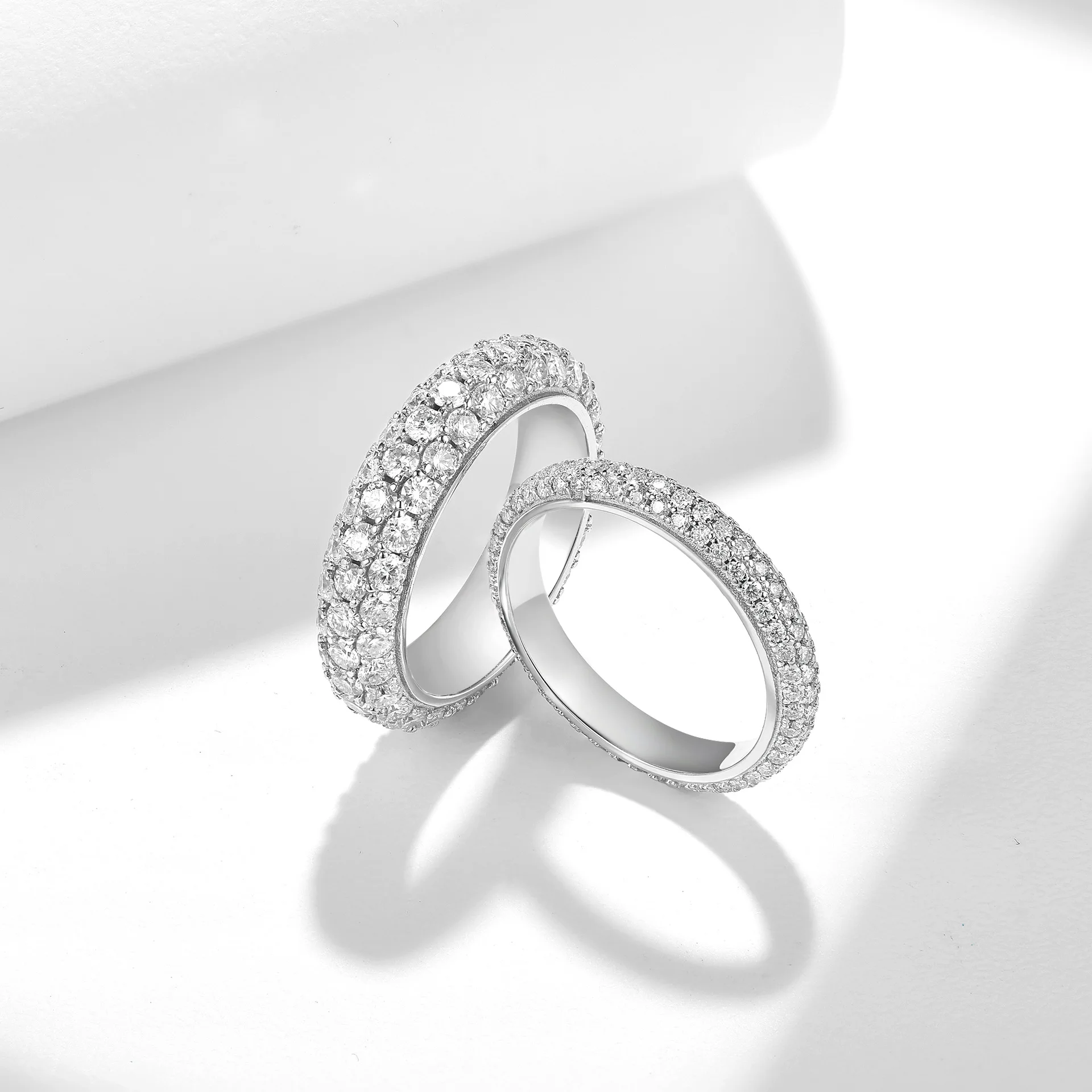 

M-JAJA Eternity Moissanite Wedding Band Couple Promise Ring S925 Sterling Silver Diamond Ring for Women Party Luxury Jewelry