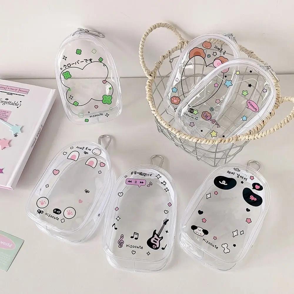 

2Pcs Portable With Keychain Storage Bag Cartoon Pattern Protector Protective PVC Shell Waterproof PVC Transparent Case Daily