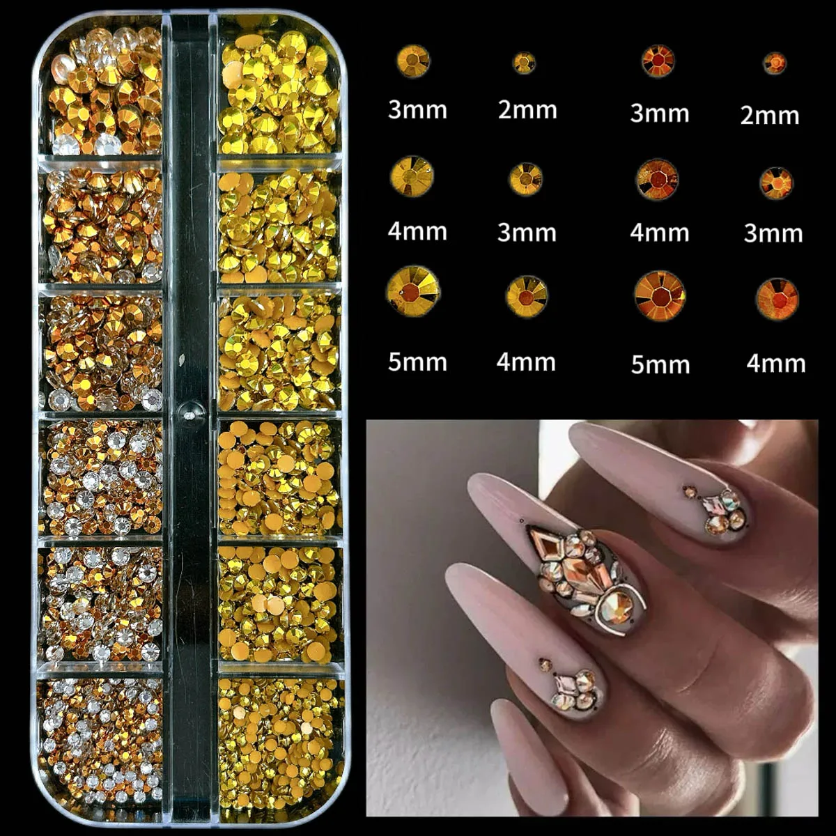 12칸 골드 오션 네일 참 장식물 조개/해마/불가사리 다양한 모양 별 3D 믹스 펑크 매니큐어 메탈 네일 DIY 부품