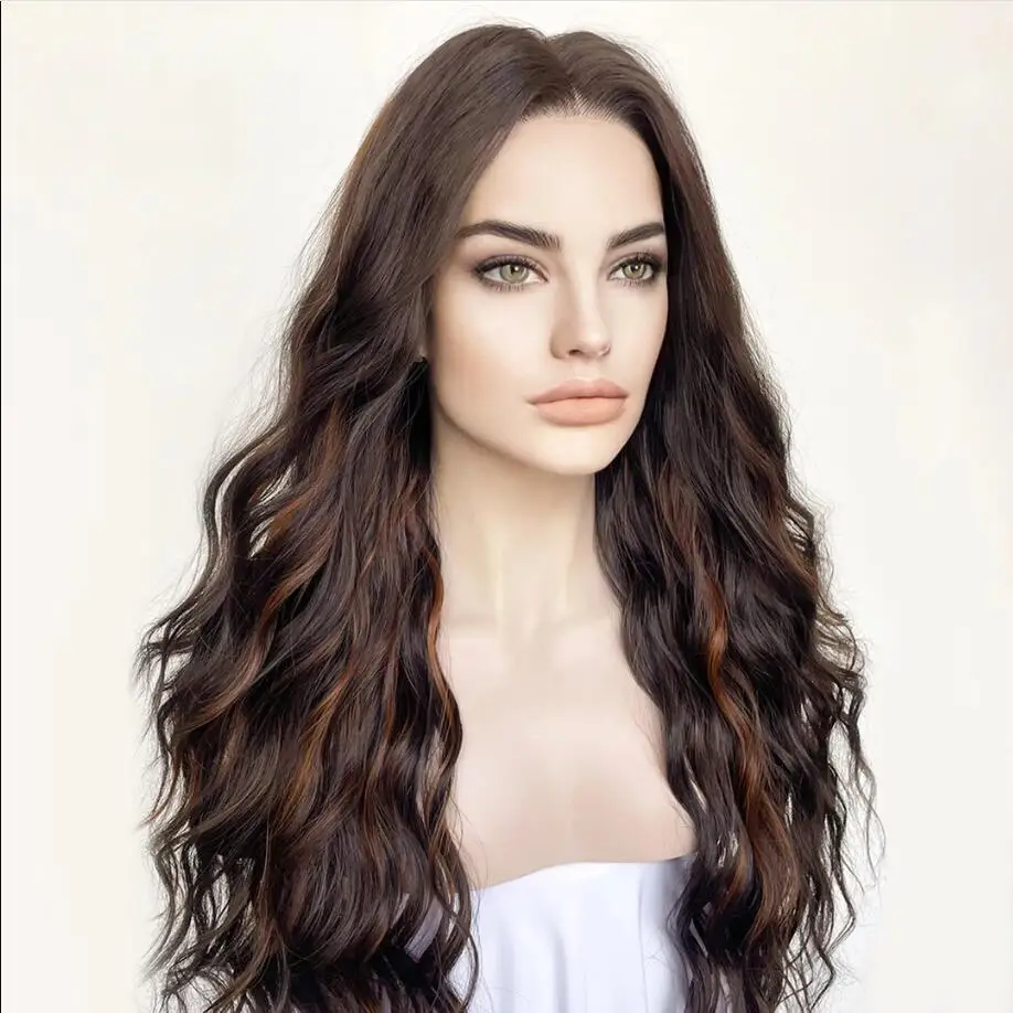 Soft Free Part Highlight Brown Body Wave 28“ 5x5 Silk Base Jewish Human Hair Wig Baby Hair HD Lace European Hair Preplucked