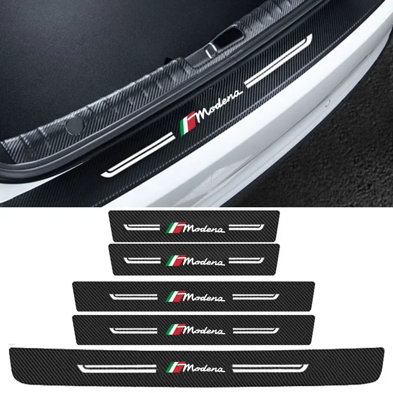 Carbon Fiber Car Door Sill Anti Kick Sticker Decals Scuff Scratch for Maserati MODENA Badge Threshold Strip Tape Film Decoration