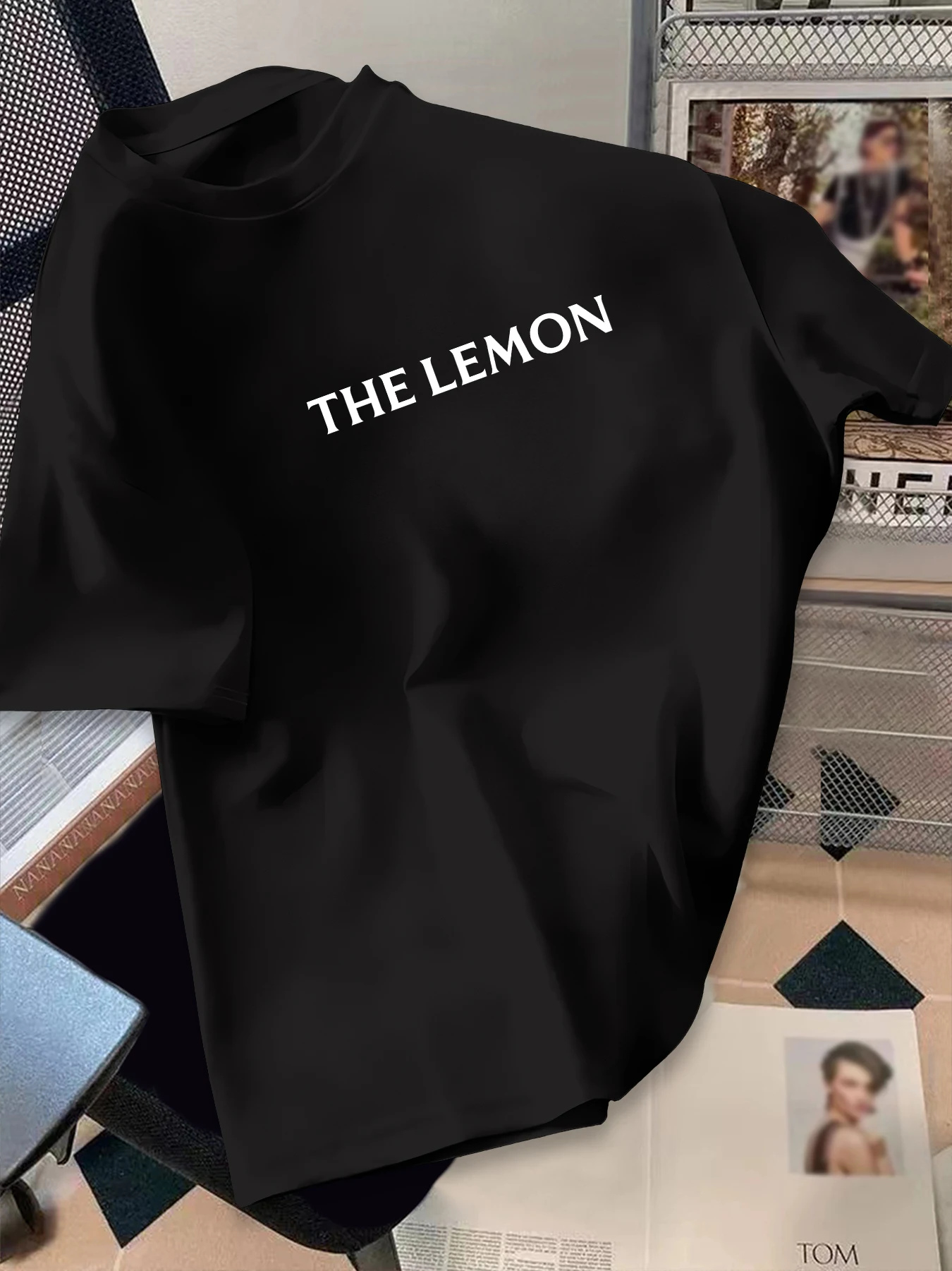 Men Casual Drop Shoulder Oversized Tshirt, Retro Italian Lemon Drink Graphic Print Short Sleeve
