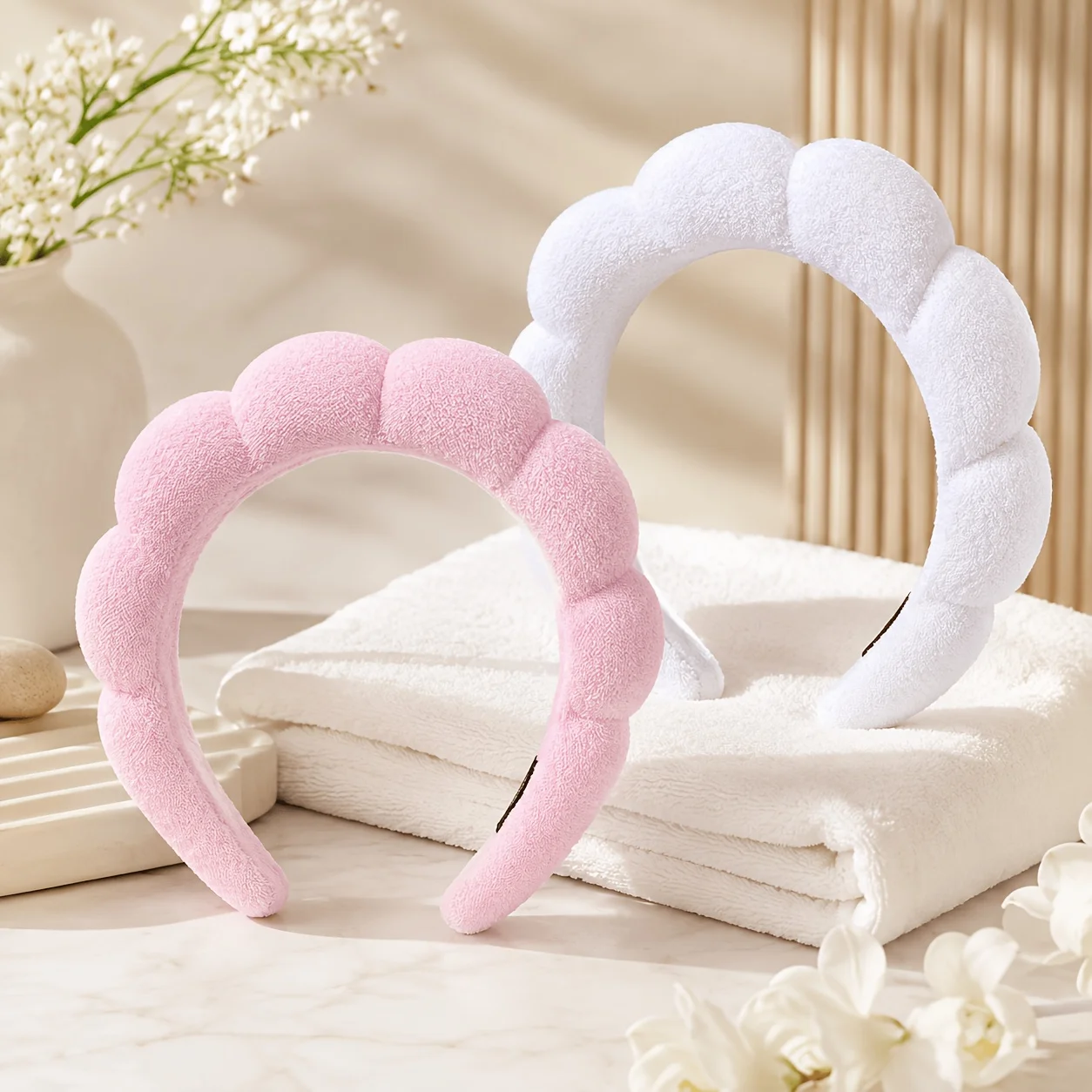 2pcs Fashion Sponge Cloud Hairband, Daily Makeup and Face-Washing Hair Tying Accessories