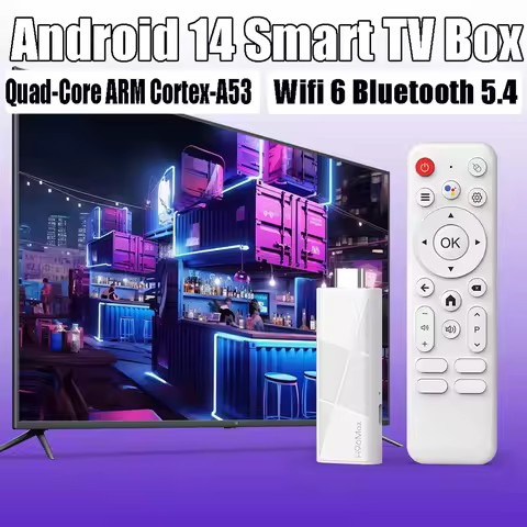 Mini TV Stick 4K Support Android 14.0 Smart TV Dongle Compact Wireless Streaming Device with WiFi and Bluetooth Smart TV Box
