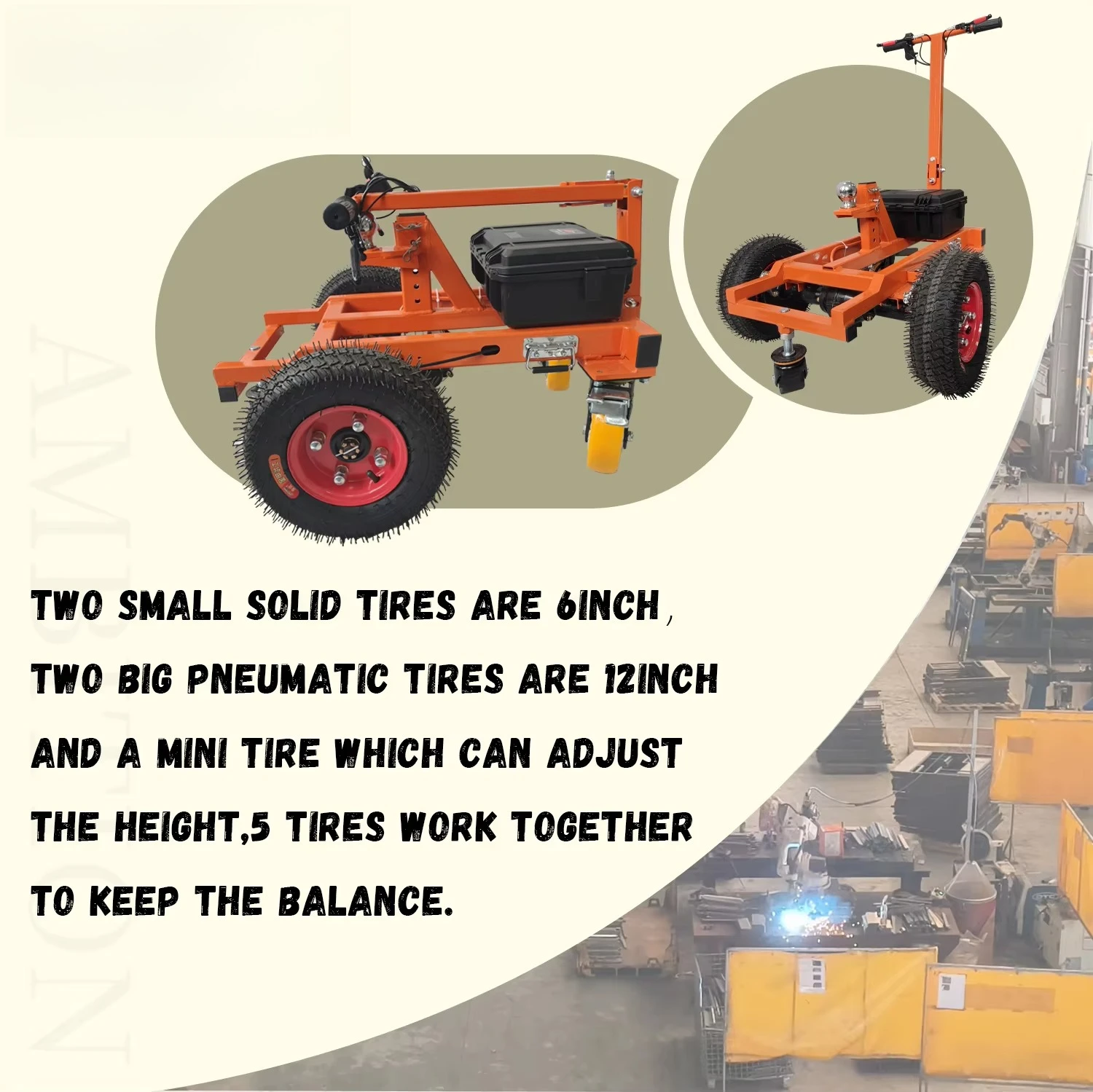 800W Electric Trailer Mover Dolly 6Ton 5 Tyre Foldable Tractor for Towing Car Trailer Boat RV Towing Dolly