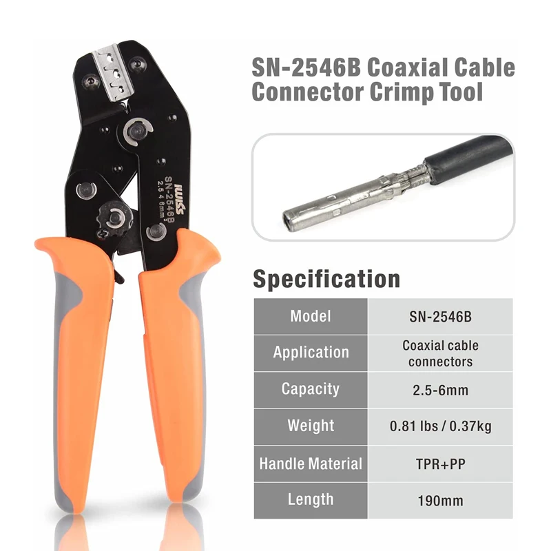 IWISS SN-2546B Solar PV Connector Crimping Tools Kit AWG14-10 (2.5/4/6mm²) Solar Panel PV Cable Wire EDM Die Hand Crimping Plier