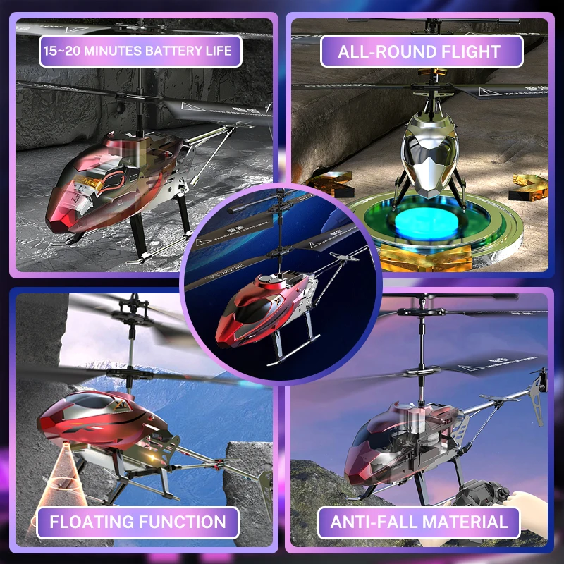 Drop-Resistant Alloy RC Helicopter Rechargeable Safe Remote Control Drone Cool Mini Children Toys The best gift for Christmas