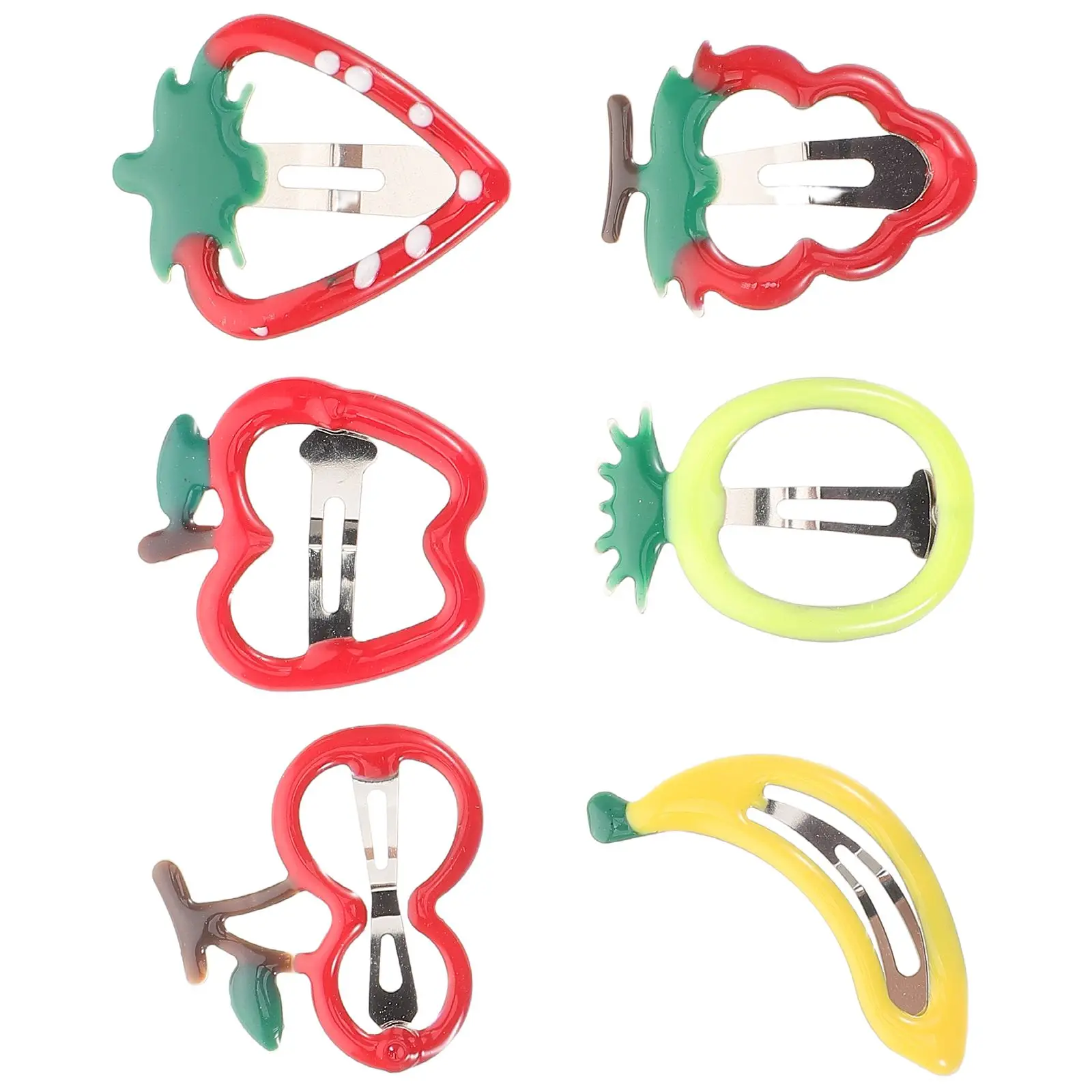

6pcs Kids Hair Clips with Cute Fruit Design for Toddler Girls Metal Barrette Strawberry Bobby Pins Accessories