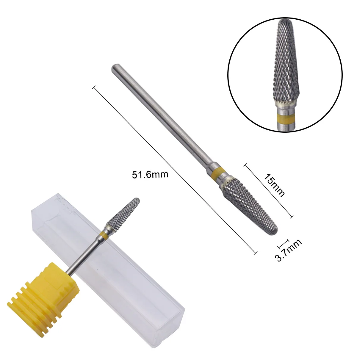 Brocas cónicas afiladas (corte cruzado) broca de carburo para uñas 3/32 rebabas de manicura para agujero perforado accesorio de equipo de decoración de uñas