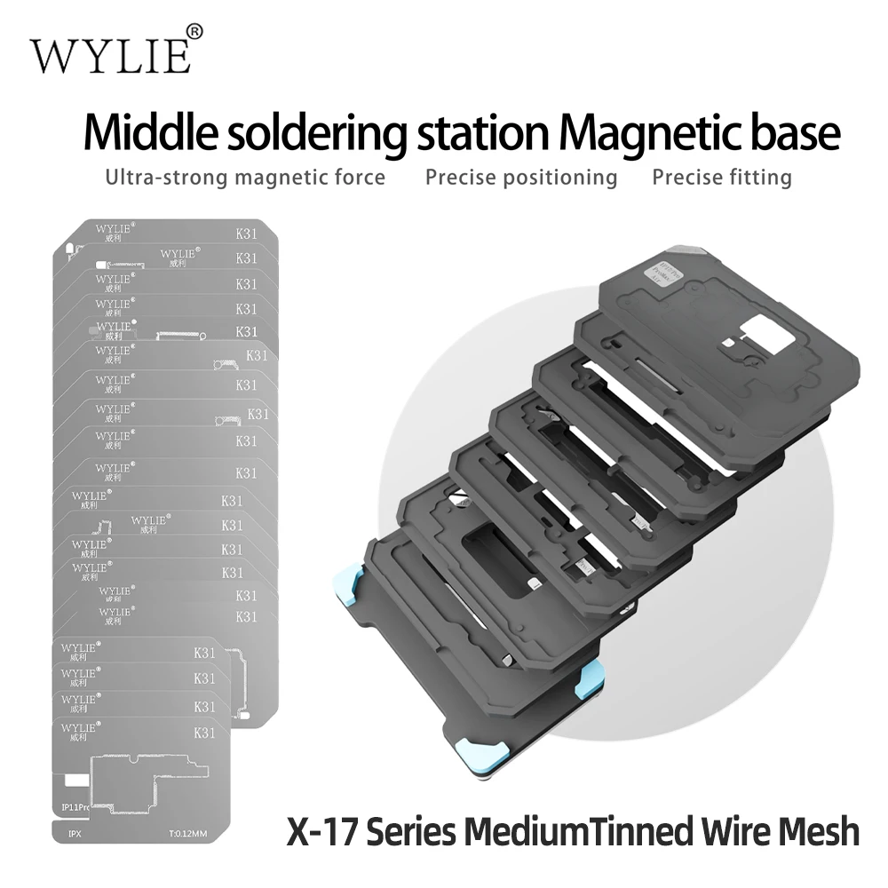 

WYLIE K31 Magnetic Soldering Base Universal Reballing Platform for iPhone X-17 Series Repair with Strong Magnetism Tools Set