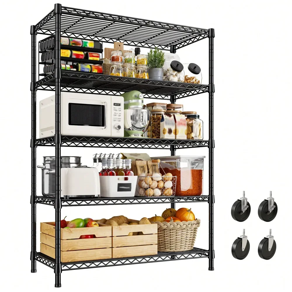 

Garage Shelving Storage Shelf Shelves Heavy Duty Wire Shelving With Wheels Adjustable Storage Rack For Kitchen Garage Bedroom