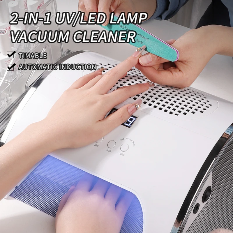 2-in-1ネイルランプUV LED、集塵機付き、吸塵器、マニキュア機器、パウダーサッカー、アスピレーターファン