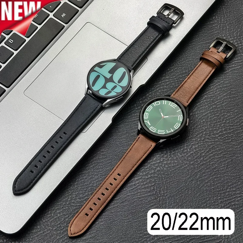22mm 20mm Leather Silicone Strap For Samsung Galaxy Watch 7 6 5 4 40mm/44mm Universal Band For Galaxy Watch 6 Classic 43mm 47mm image 2